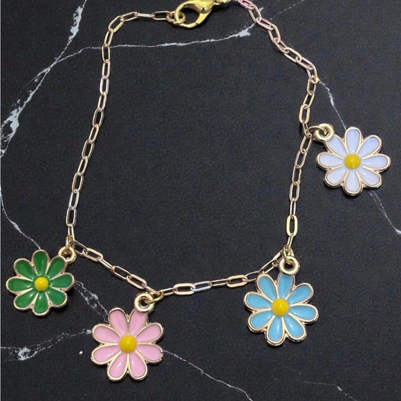 Handmade Jewelry - Daisy Charm Bracelet with Pastel Accents